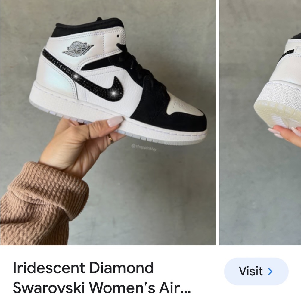 Worn Woman’s Jordan 1 High Pandas Size 5. Originally $345, selling for $59
